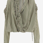 CAMICIA IN CUPRO A RIGHE CON VOLANT 010745 3274604 DRIES VAN NOTEN 
