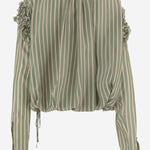 CAMICIA IN CUPRO A RIGHE CON VOLANT 010745 3274604 DRIES VAN NOTEN 