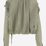 CAMICIA IN CUPRO A RIGHE CON VOLANT 010745 3274604 DRIES VAN NOTEN 
