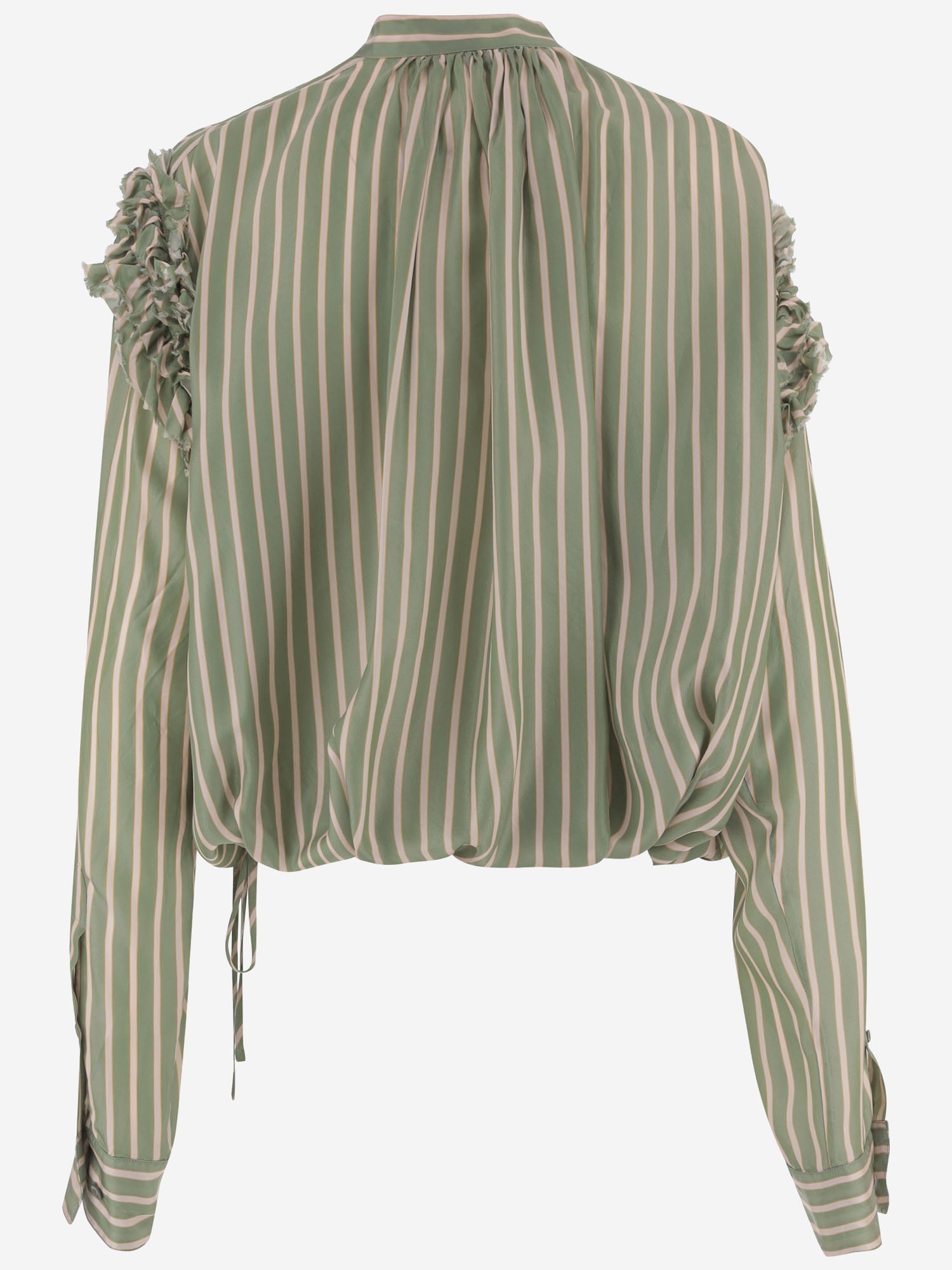 CAMICIA IN CUPRO A RIGHE CON VOLANT 010745 3274604 DRIES VAN NOTEN 