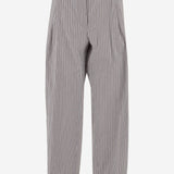 PANTALONI IN COTONE E SETA A RIGHE 010920 3132703 DRIES VAN NOTEN 