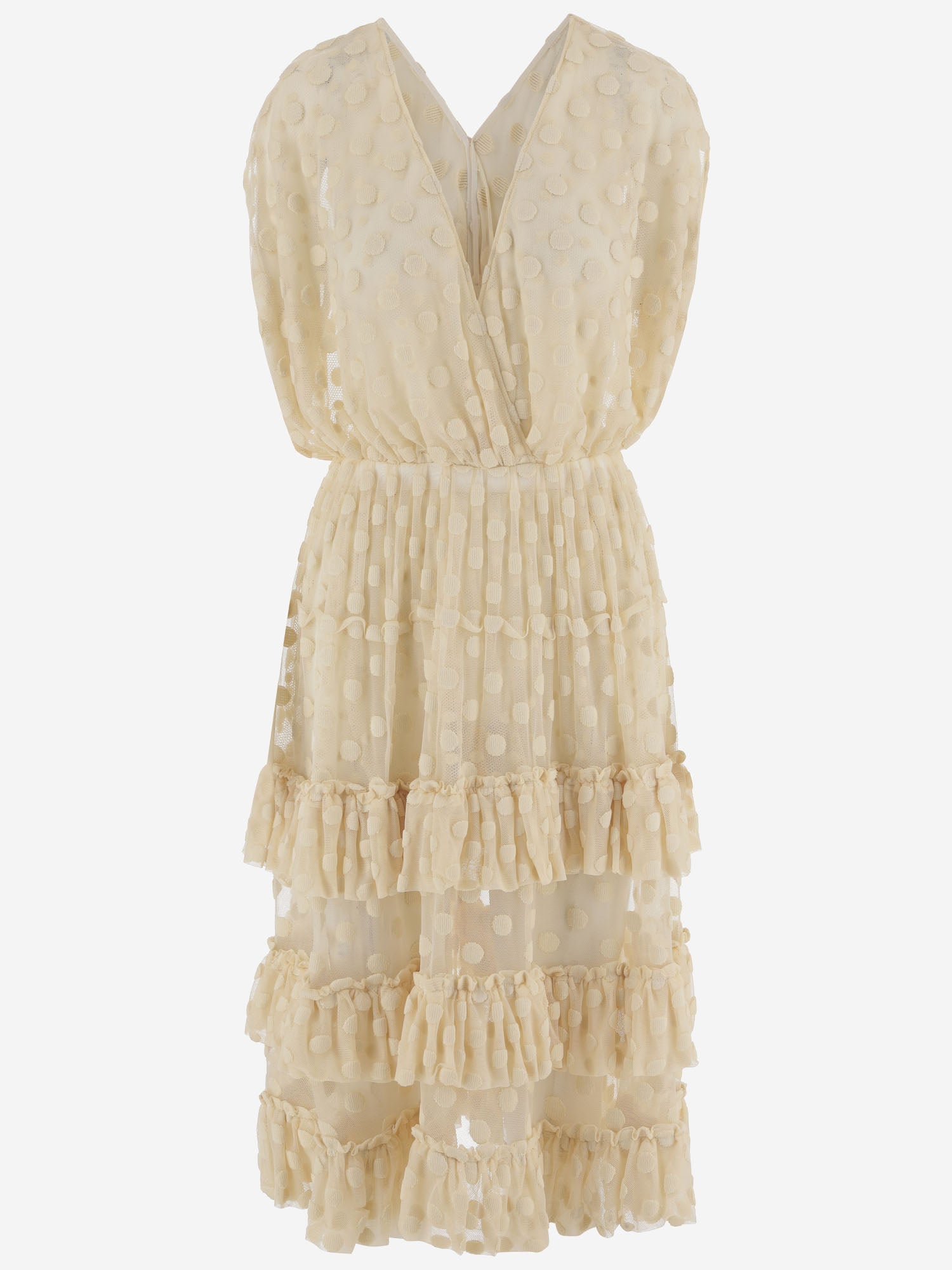 ABITO IN MISTO COTONE CON FANTASIA POIS E GONNA A BALZE 011007 3291005 DRIES VAN NOTEN 