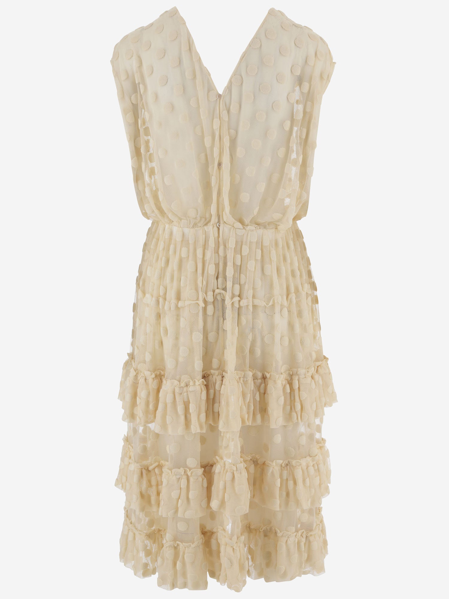 ABITO IN MISTO COTONE CON FANTASIA POIS E GONNA A BALZE 011007 3291005 DRIES VAN NOTEN 