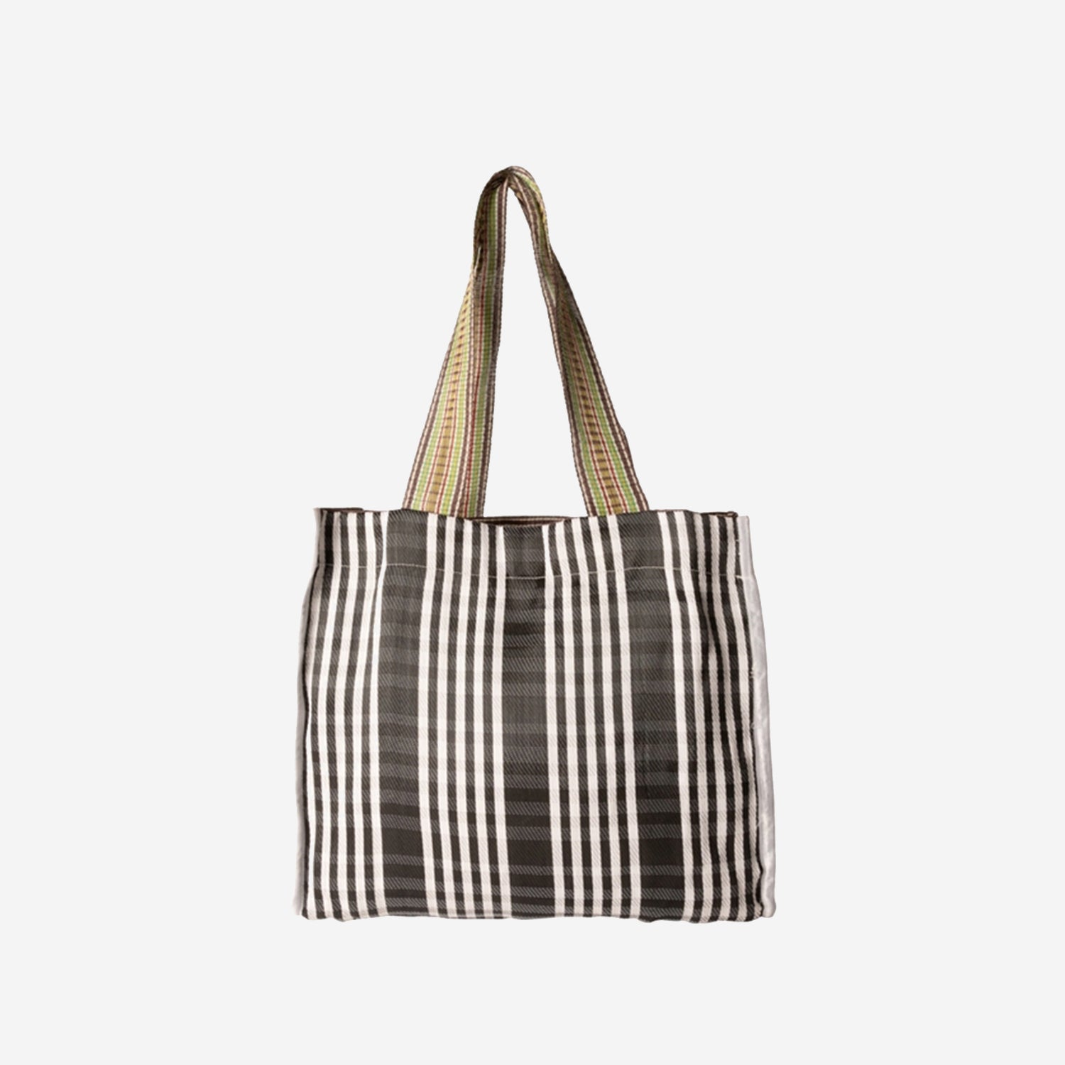 BORSA SHOPPING CON MOTIVO A RIGHE AU820993 08BLACK/WHITE EJA 