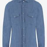 CAMICIA IN COTONE E LINO C0724D 04 FINAMORE 