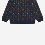 CARDIGAN IN COTONE CON MOTIVO FLOREALE 7526 DARKNAVYFLOWER FUB KIDS 