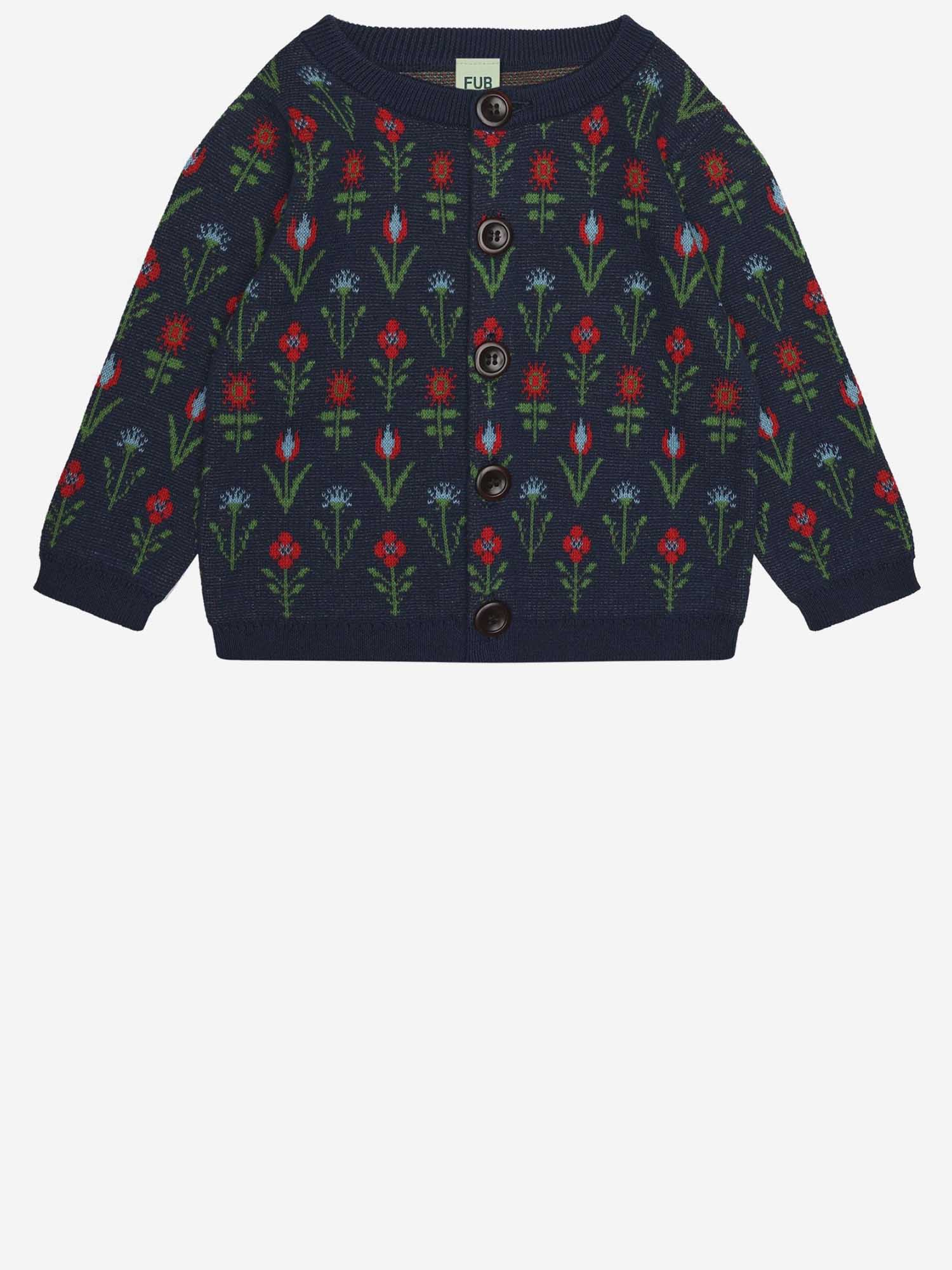 CARDIGAN IN COTONE CON MOTIVO FLOREALE 7526 DARKNAVYFLOWER FUB KIDS 