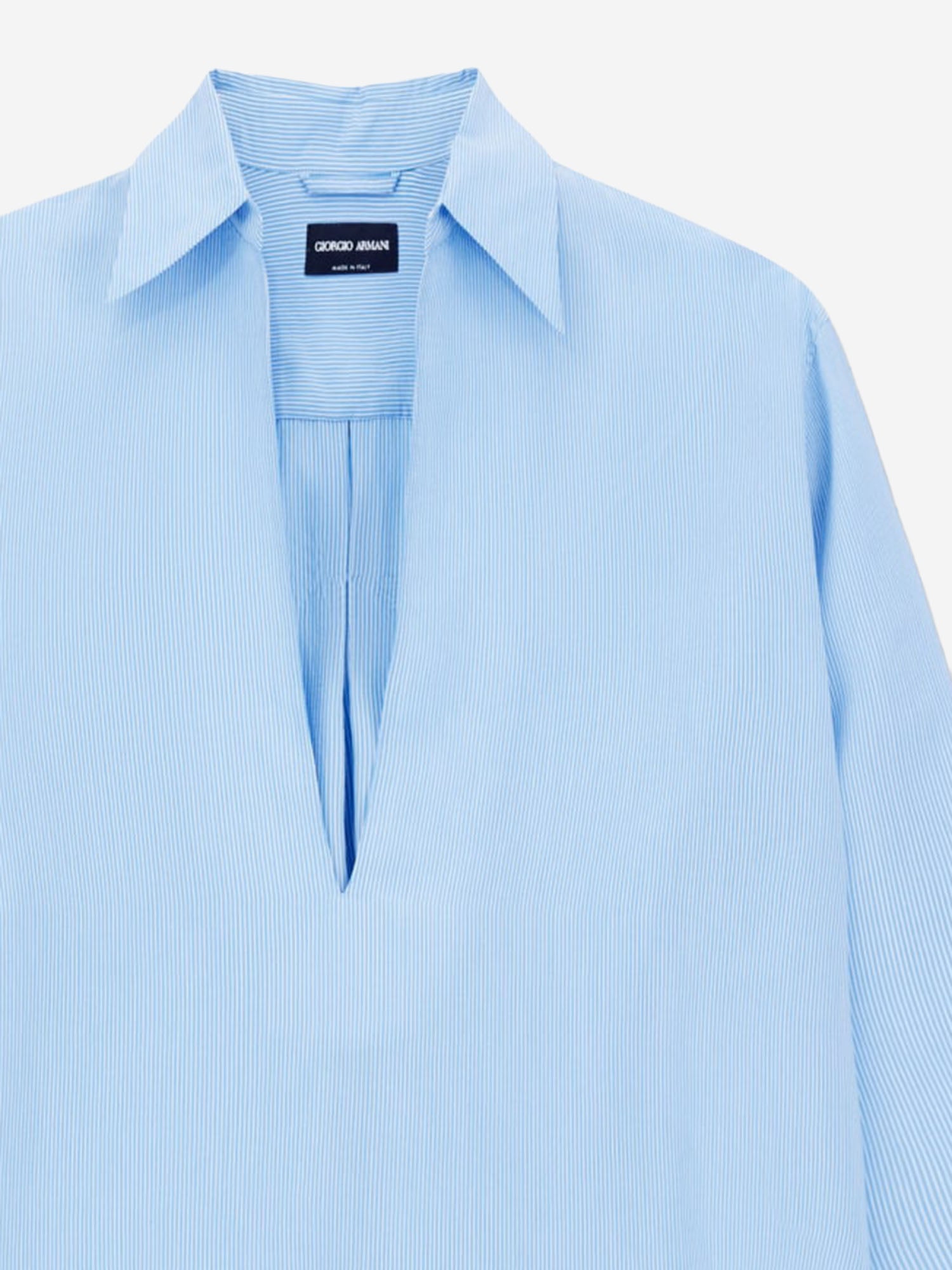 CAMICIA APERTA IN MISTO LYOCELL MICRO RIGATO GM003494 TE20924M9288 GIORGIO ARMANI 