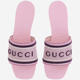 SANDALI SLIDER IN COTONE CON LOGO 854805 FAFSL5855 GUCCI 