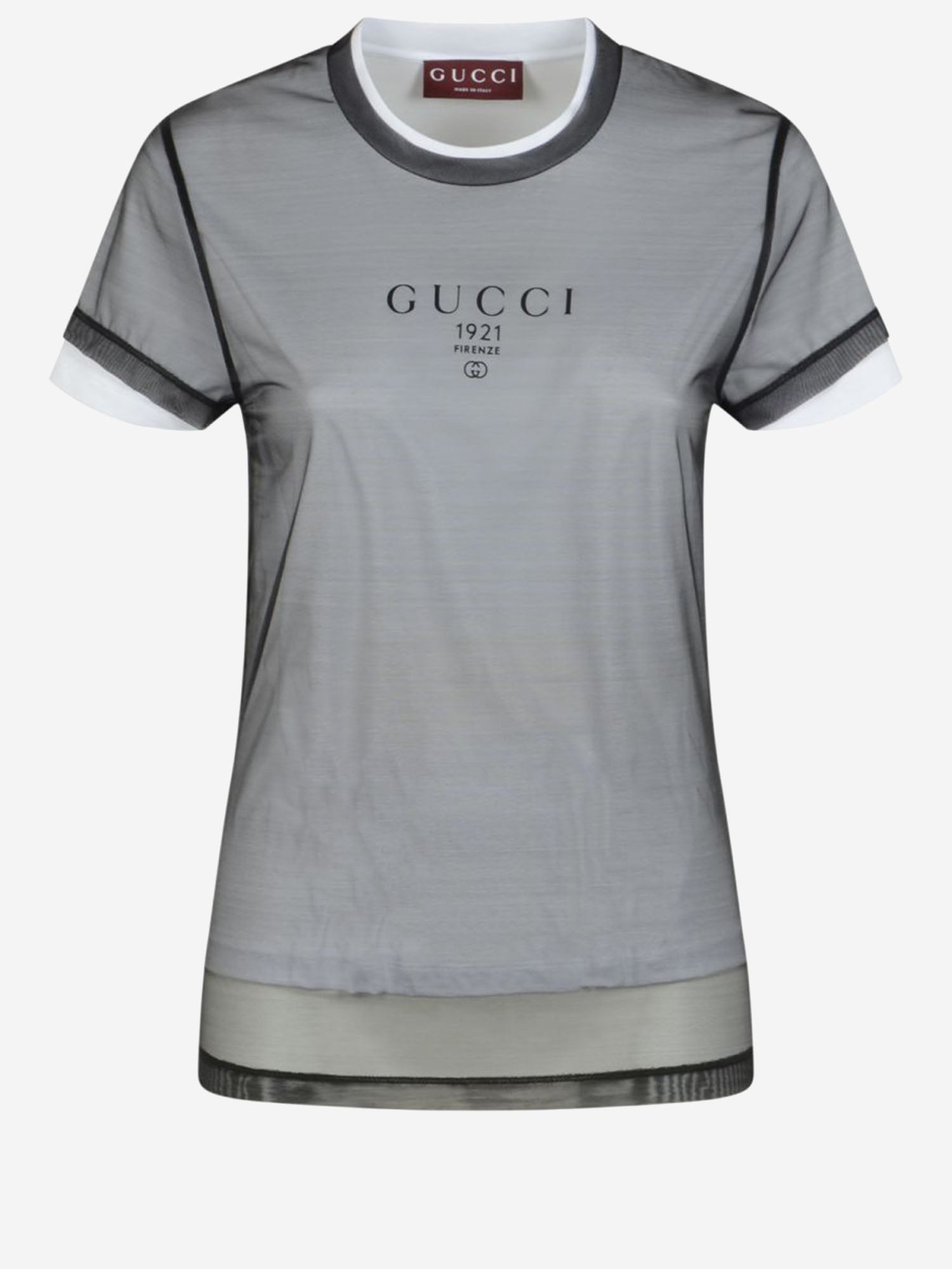 T-shirt in jersey a doppio strato con stampa logo 856822 XJHQ59097 GUCCI 
