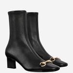 STIVALETTI IN PELLE CON MORSETTO 865405 AAGGW1000 GUCCI 
