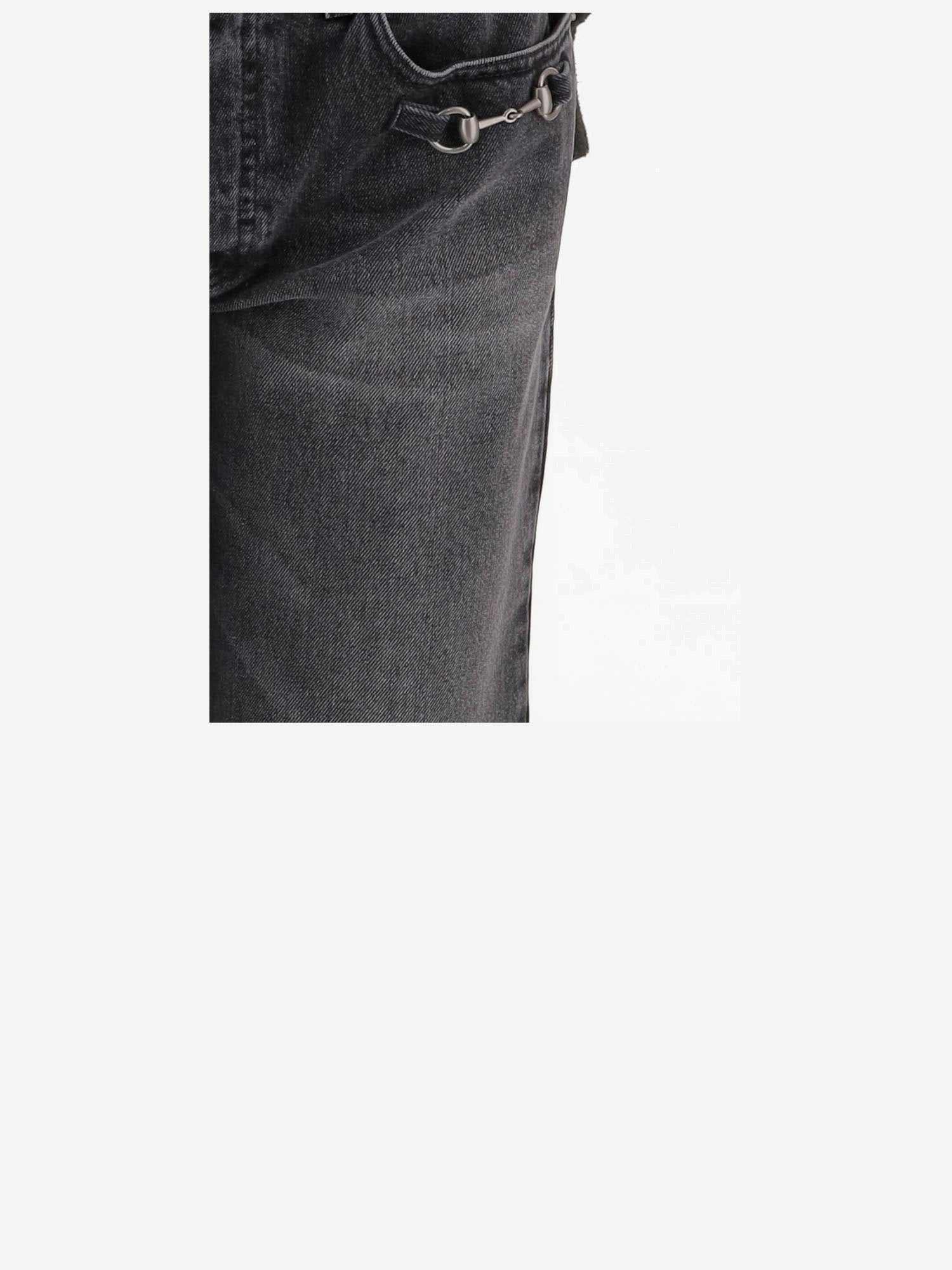Jeans in denim di cotone con dettaglio morsetto 866906 XDDF11165 GUCCI 