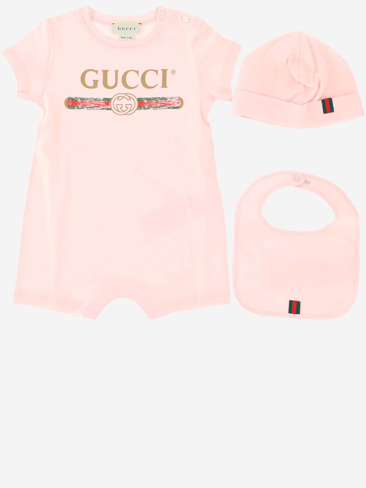 SET TUTINA BAVAGLINO E BERRETTO CON LOGO 548249 X3L645861 GUCCI KIDS 