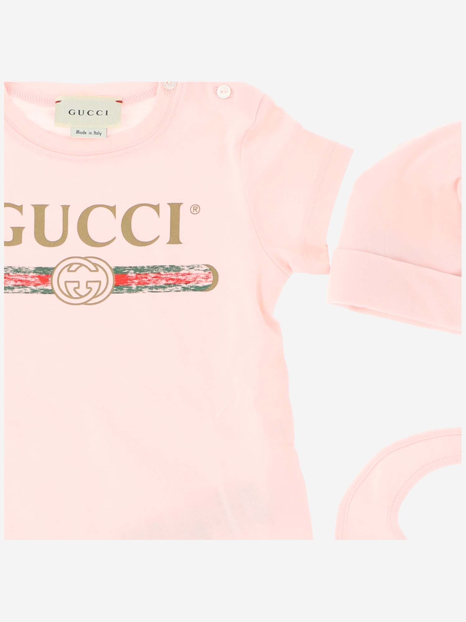 SET TUTINA BAVAGLINO E BERRETTO CON LOGO 548249 X3L645861 GUCCI KIDS 