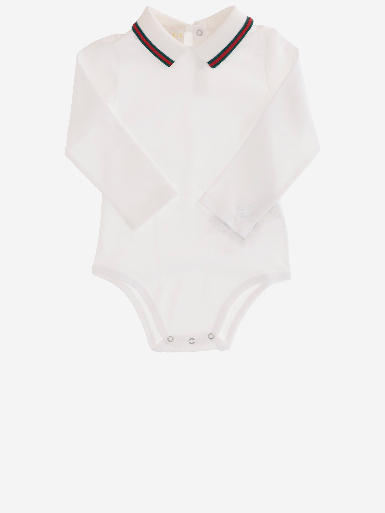 Body in cotone stretch con nastro web 853331 XJGXV9250 GUCCI KIDS 