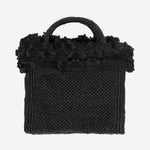 BORSA TOTE IN RAFIA E COTONE LAGUNA BLACK IBELIV 