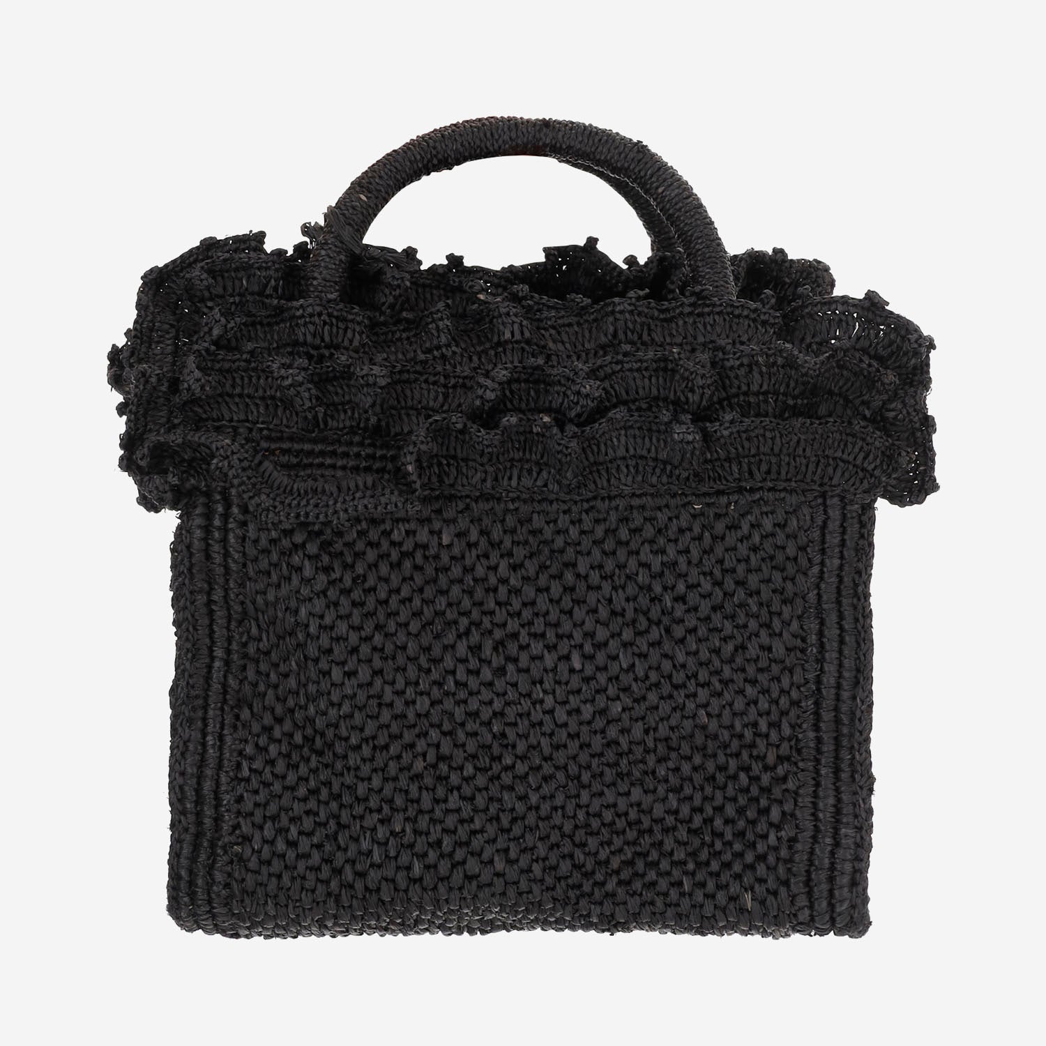 BORSA TOTE IN RAFIA E COTONE LAGUNA BLACK IBELIV 