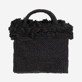 BORSA TOTE IN RAFIA E COTONE LAGUNA BLACK IBELIV 
