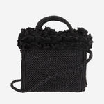 BORSA TOTE IN RAFIA E COTONE LAGUNA BLACK IBELIV 