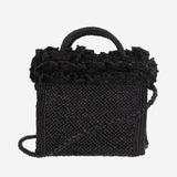BORSA TOTE IN RAFIA E COTONE LAGUNA BLACK IBELIV 