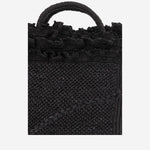 BORSA TOTE IN RAFIA E COTONE LAGUNA BLACK IBELIV 