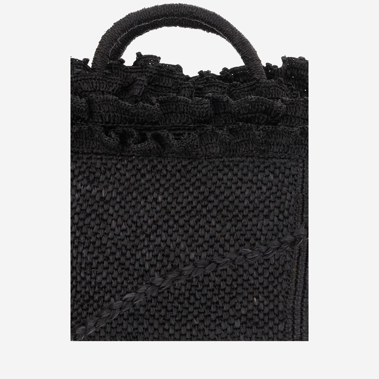 BORSA TOTE IN RAFIA E COTONE LAGUNA BLACK IBELIV 