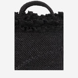 BORSA TOTE IN RAFIA E COTONE LAGUNA BLACK IBELIV 