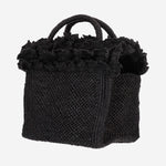 BORSA TOTE IN RAFIA E COTONE LAGUNA BLACK IBELIV 