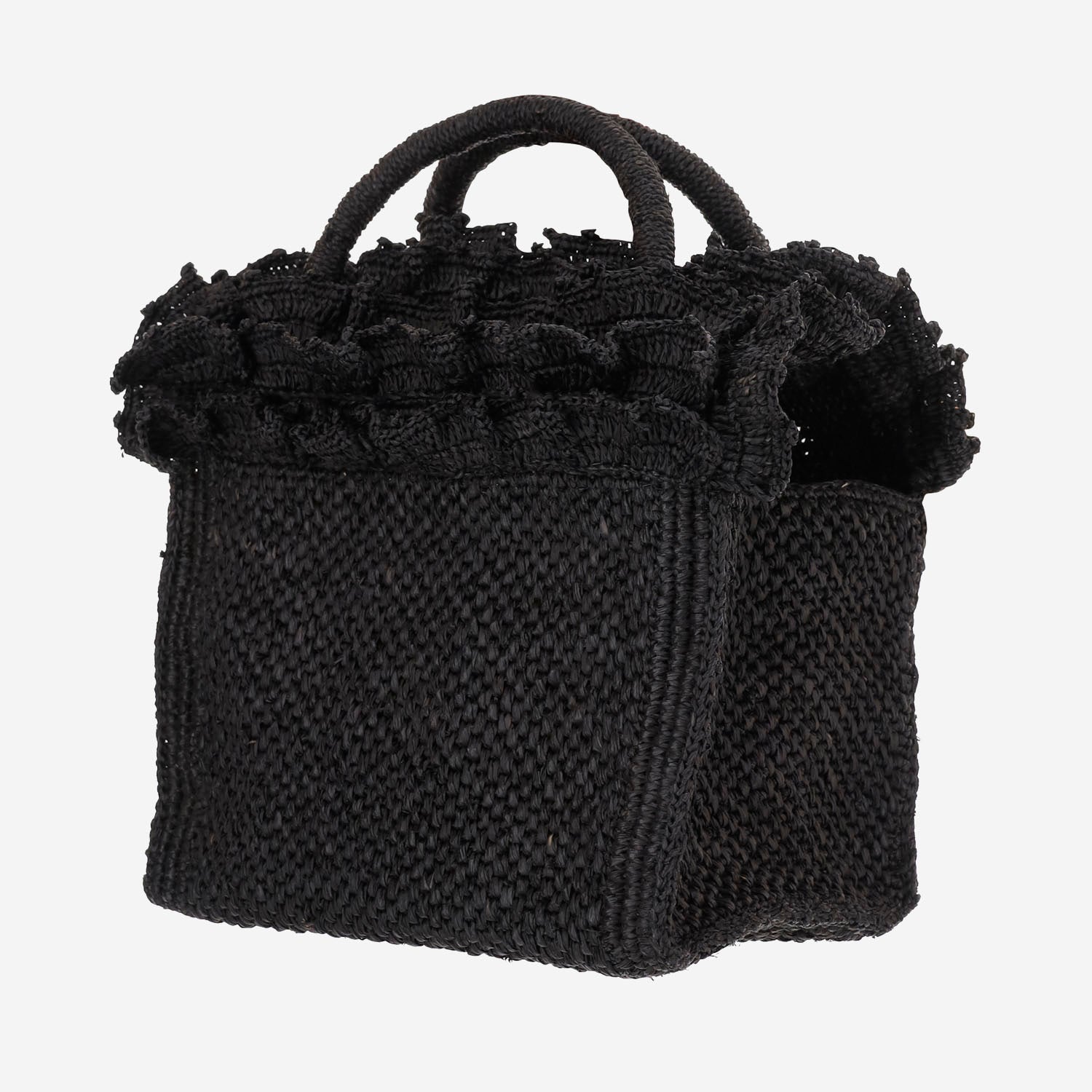 BORSA TOTE IN RAFIA E COTONE LAGUNA BLACK IBELIV 