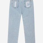 JEANS IN DENIM DI COTONE CON LOGO ICD001 HEAVY WASH BLUE ICECREAM 
