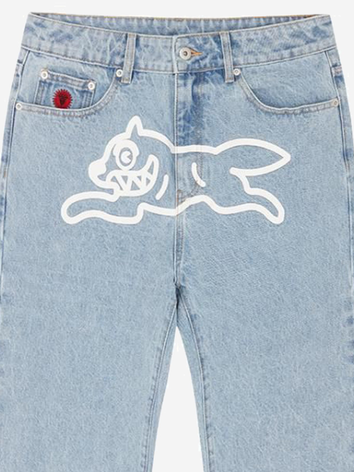 JEANS IN DENIM DI COTONE CON LOGO ICD001 HEAVY WASH BLUE ICECREAM 