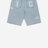 PANTALONI CORTI IN COTONE ICD003 HEAVY WASH BLUE ICECREAM 