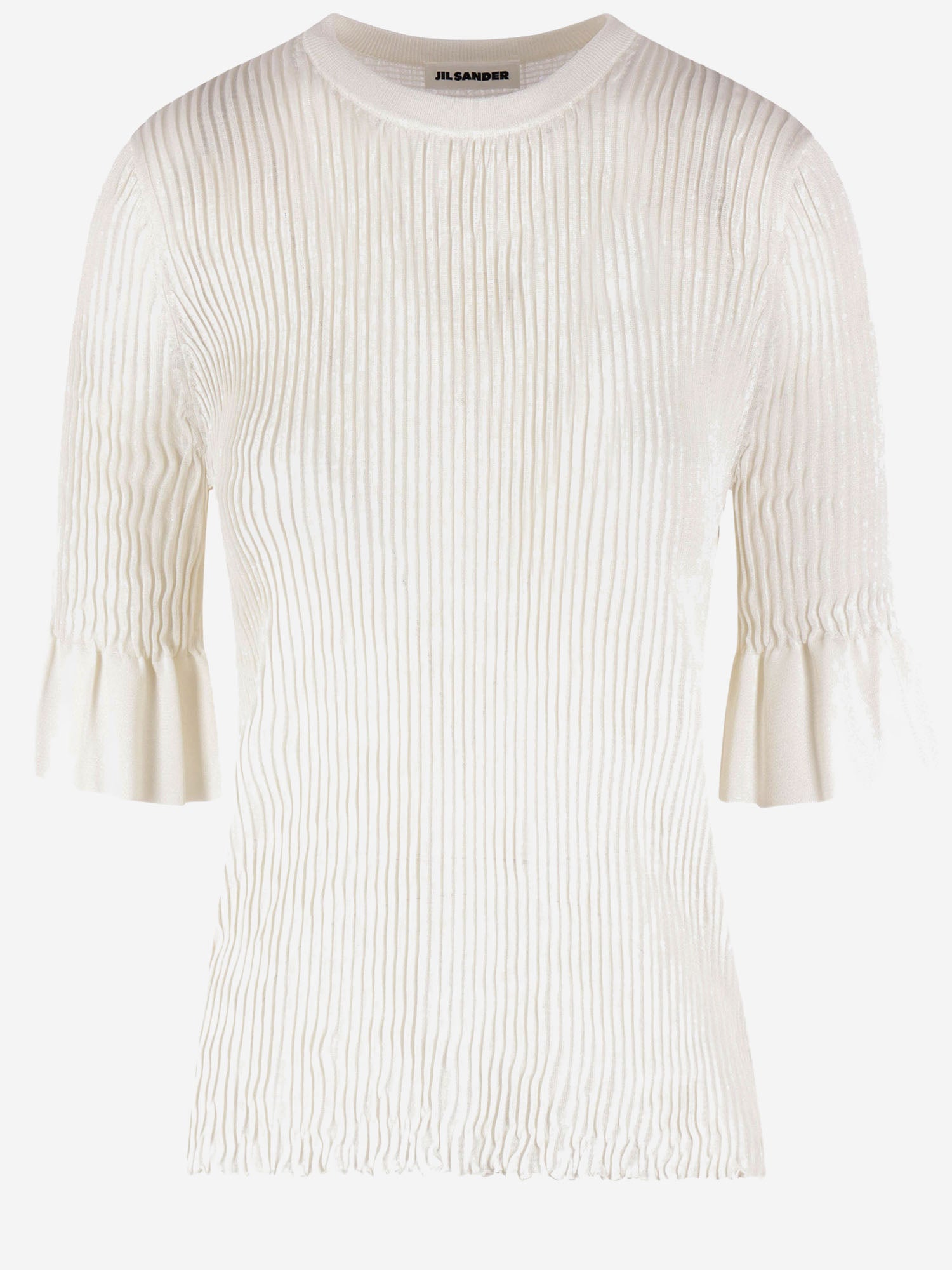 T-SHIRT IN MISTO VISCOSA CON MANICHE ARRICCIATE J02GC0144 J18363100 JIL SANDER 