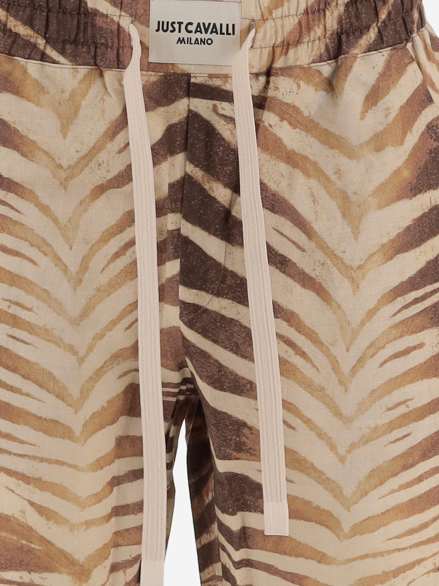 PANTALONI CORTI IN COTONE E LINO CON STAMPA 80OADF02 CNF06R83 JUST CAVALLI 
