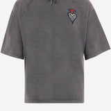 T-SHIRT IN COTONE CON RICAMO FIAMMA E LOGO POSTERIORE 80OAHE22 CJW13899 JUST CAVALLI 