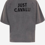 T-SHIRT IN COTONE CON RICAMO FIAMMA E LOGO POSTERIORE 80OAHE22 CJW13899 JUST CAVALLI 