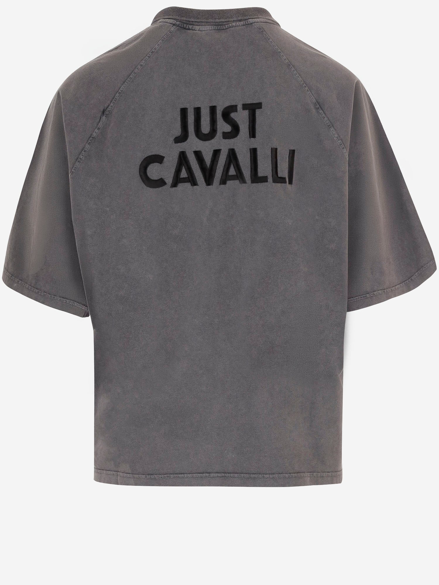 T-SHIRT IN COTONE CON RICAMO FIAMMA E LOGO POSTERIORE 80OAHE22 CJW13899 JUST CAVALLI 