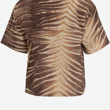 CAMICIA IN LINO E COTONE CON STAMPA TROPICALE 80OALF02 CNF06R83 JUST CAVALLI 