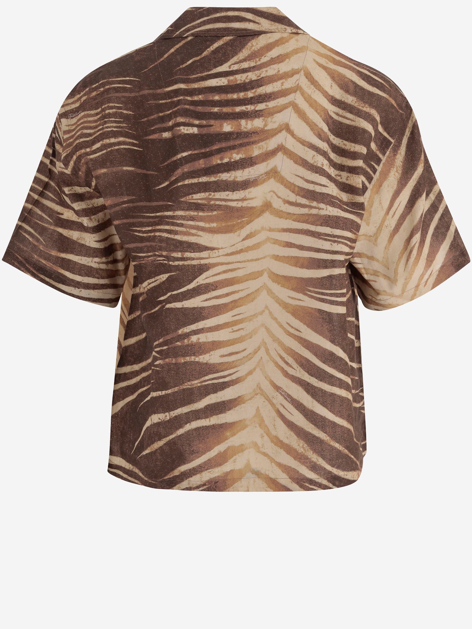 CAMICIA IN LINO E COTONE CON STAMPA TROPICALE 80OALF02 CNF06R83 JUST CAVALLI 