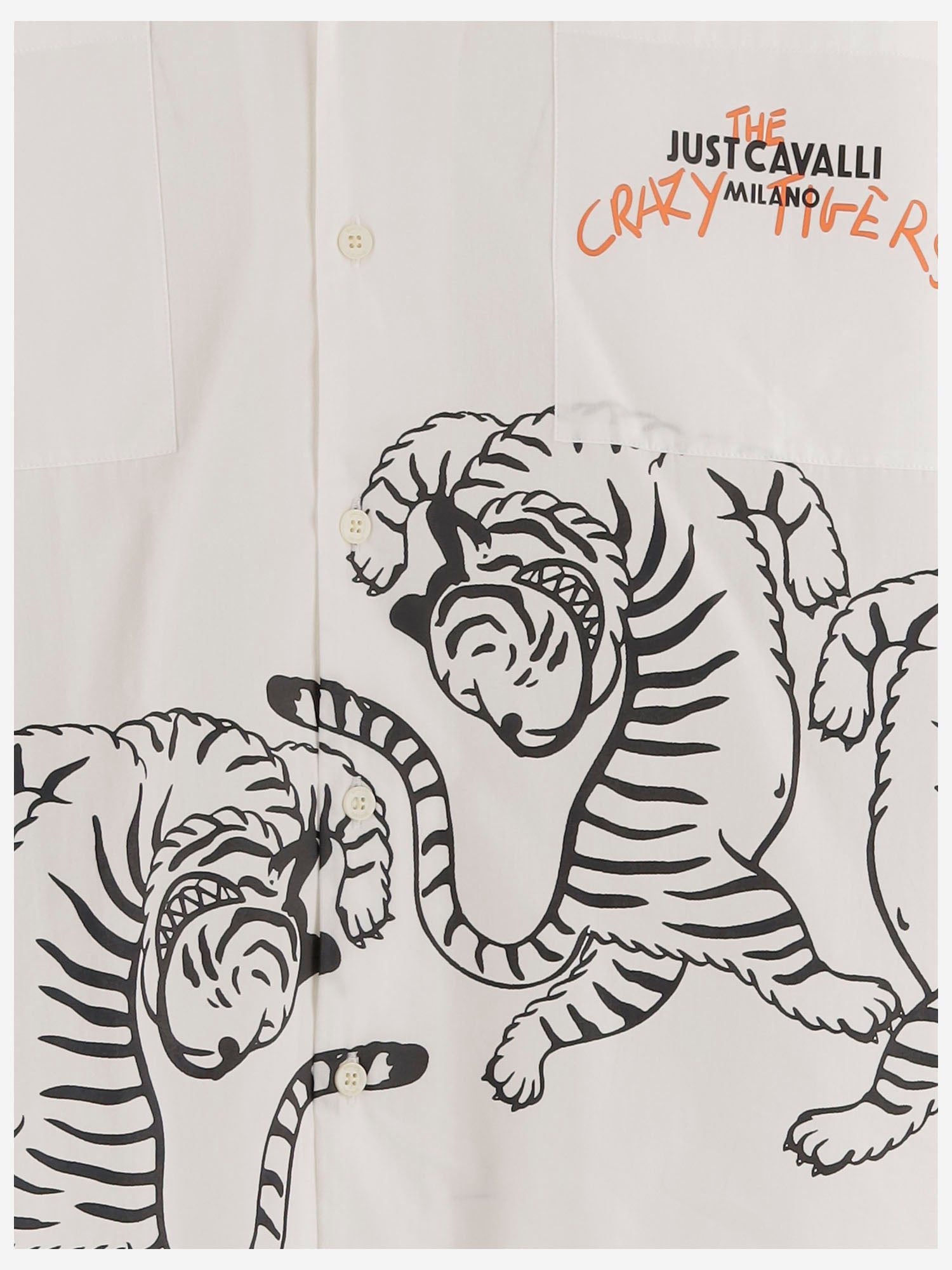 CAMICIA IN COTONE CON STAMPA TIGRI E LOGO 80OALF03 CNF03004 JUST CAVALLI 
