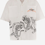 CAMICIA IN COTONE CON STAMPA TIGRI E LOGO 80OALF03 CNF03004 JUST CAVALLI 