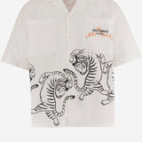 CAMICIA IN COTONE CON STAMPA TIGRI E LOGO 80OALF03 CNF03004 JUST CAVALLI 