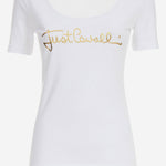 T-SHIRT IN COTONE STRETCH CON LOGO FRONTALE 80PAHT02 CJ502G03 JUST CAVALLI 