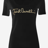 T-SHIRT IN COTONE STRETCH CON LOGO FRONTALE 80PAHT02 CJ502G89 JUST CAVALLI 
