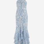 Abito halter in georgette increspato P08924 001WHITEBLUE LAUREN RALPH LAUREN 