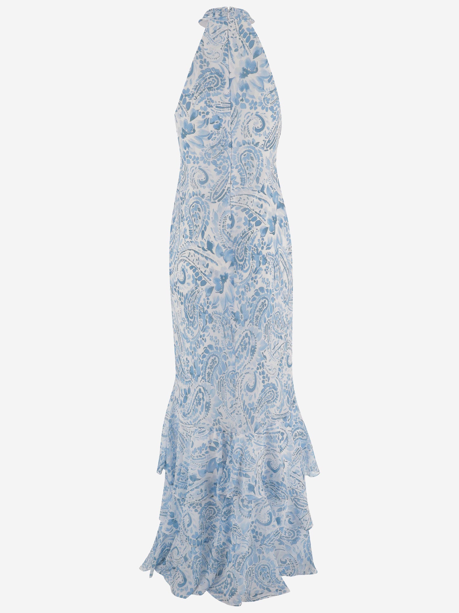 Abito halter in georgette increspato P08924 001WHITEBLUE LAUREN RALPH LAUREN 