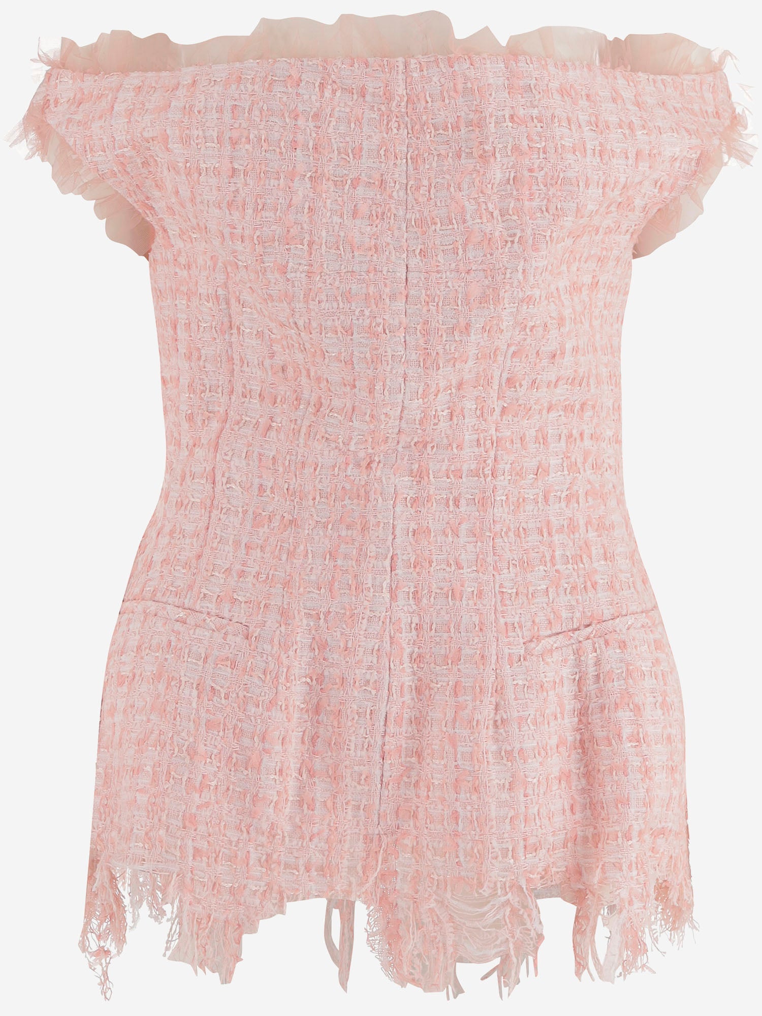 TOP OFF-SHOULDER CON ORLO SFILACCIATO MAT02T101 2 MATIERES FECALES 