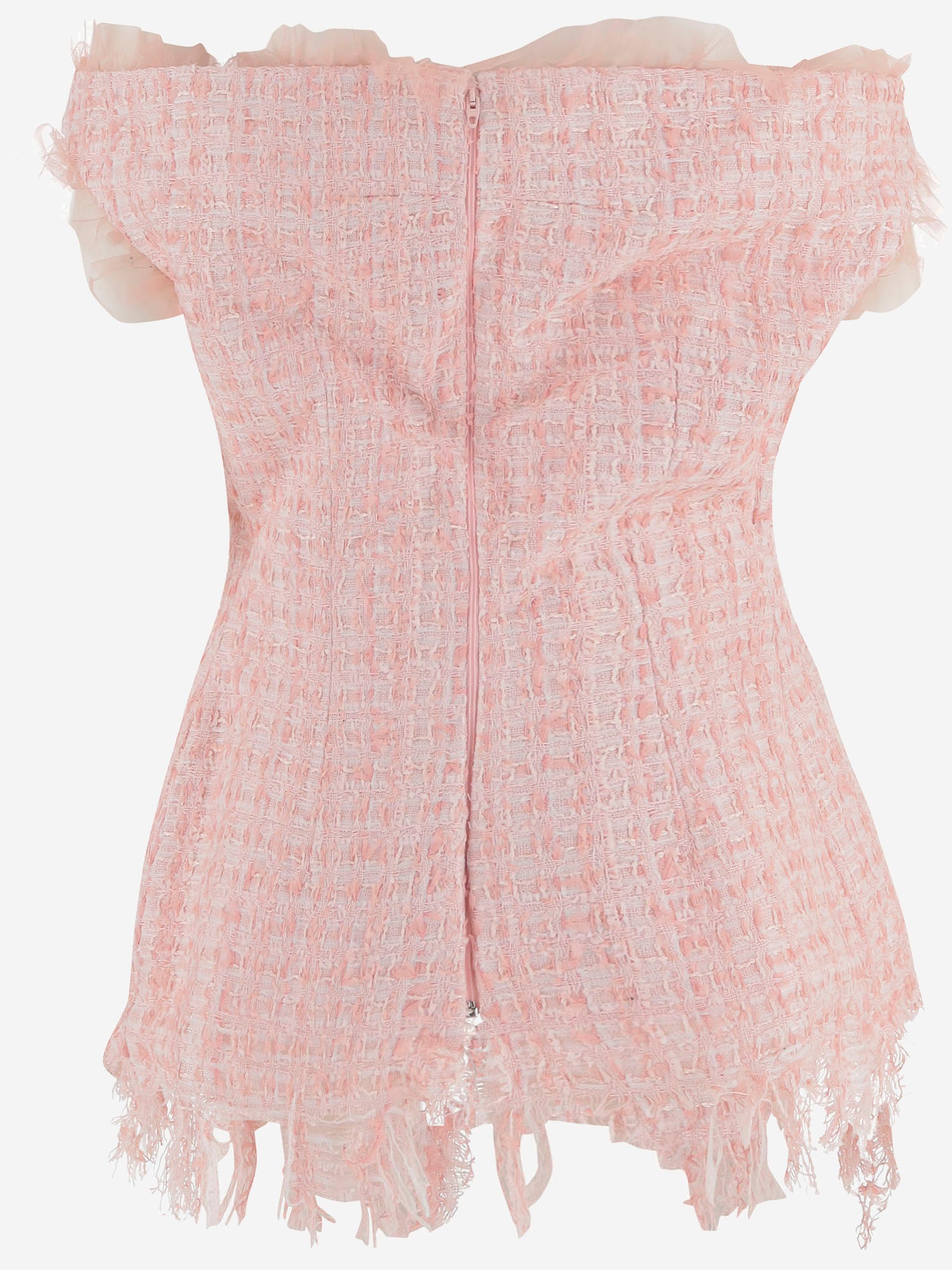 TOP OFF-SHOULDER CON ORLO SFILACCIATO MAT02T101 2 MATIERES FECALES 