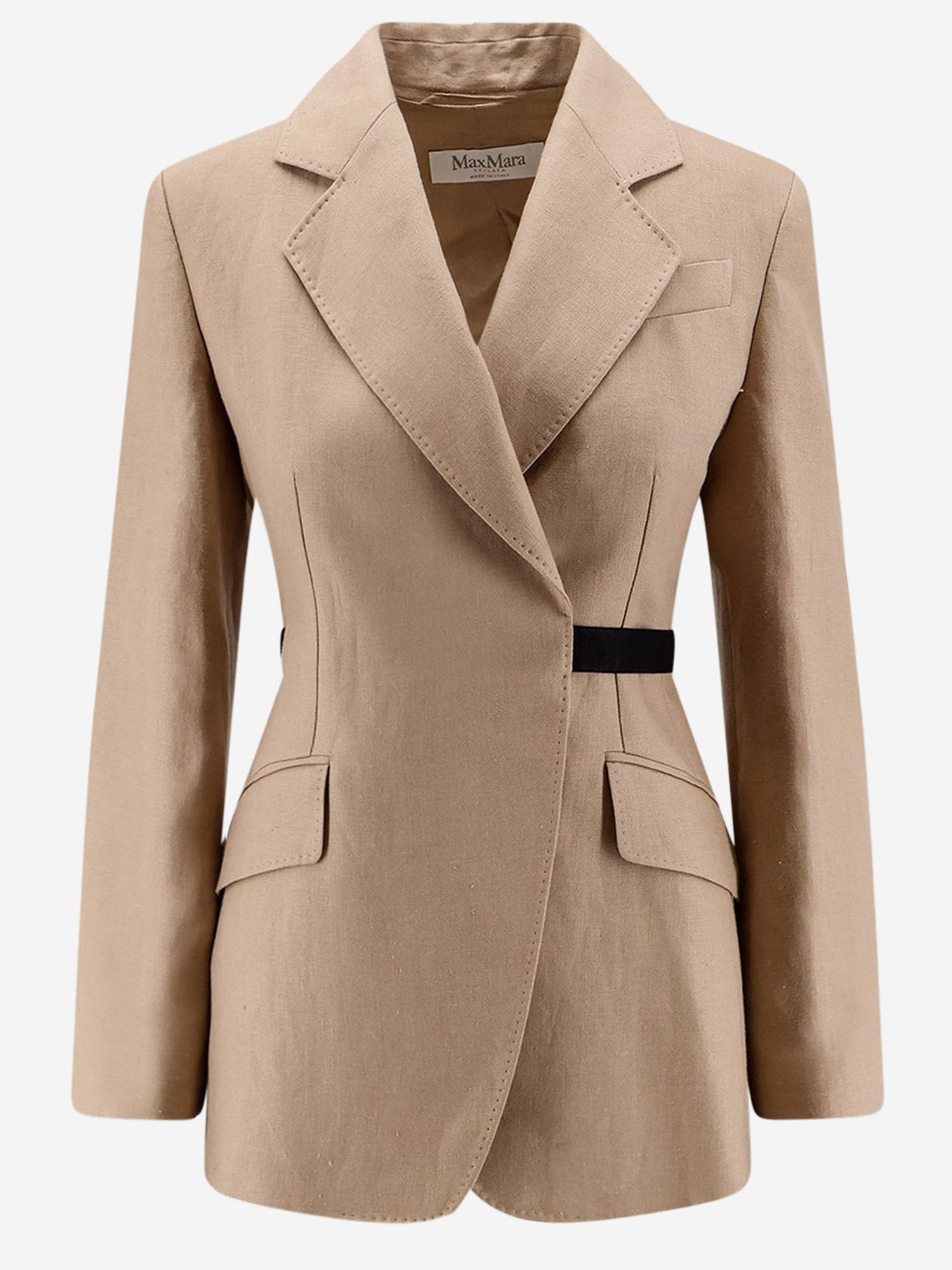 GIACCA IN LINO CON CINTURA A CONTRASTO MXSFIONDA 003 MAX MARA 