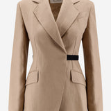 GIACCA IN LINO CON CINTURA A CONTRASTO MXSFIONDA 003 MAX MARA 